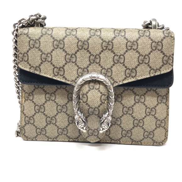 Authentic GUCCI GG Supreme Monogram Small Dionysus Bag Beige Ebony Black - Picture 1 of 16